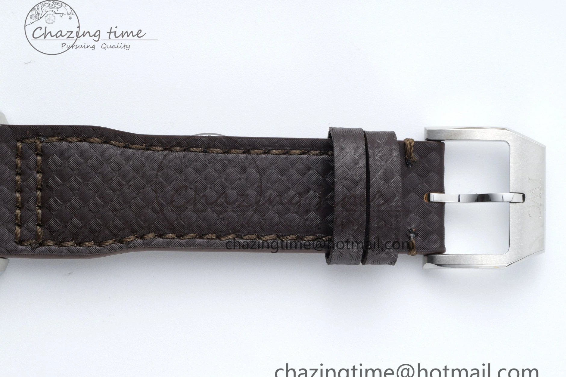 MIROTIME 0118 Pilot Chrono SS AZF 1:1 Best Edition Black Dial Orange Markers on Brown Leather Strap A EasyCare 7065